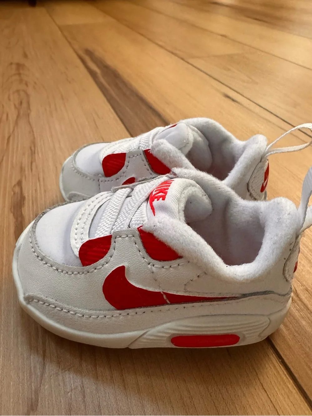Nike Air Max 90 Crib Bootie White Hyper Red CI0424-105 Infant Size 1C